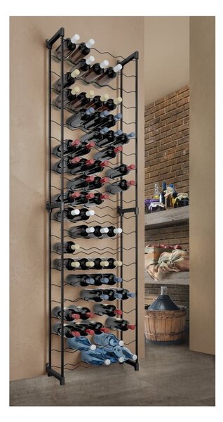 Raft pentru sticle de vin negru din metal număr sticle 50 Barbera – Metaltex
