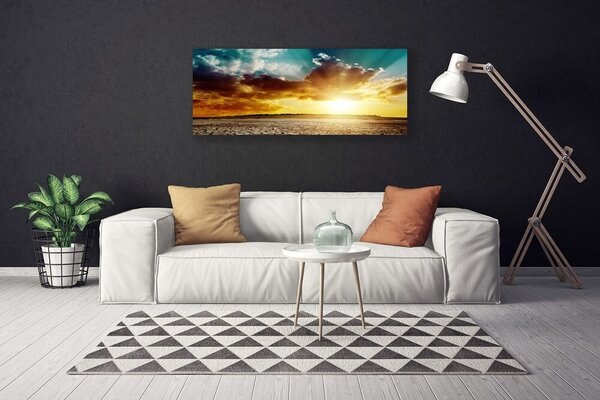 Tablou pe panza canvas Sun Nori Desert Peisaj Albastru Gri Galben Portocaliu