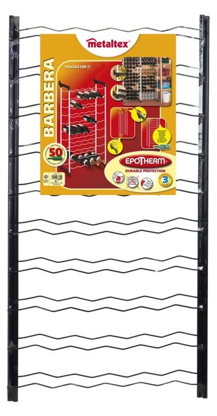 Raft pentru sticle de vin negru din metal număr sticle 50 Barbera – Metaltex