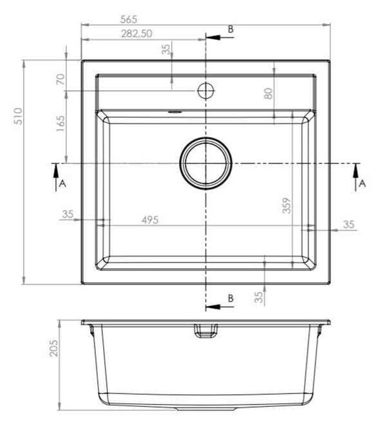 Berg Hobart chiuvetă din granit 56.5x51 cm negru BRQ19104