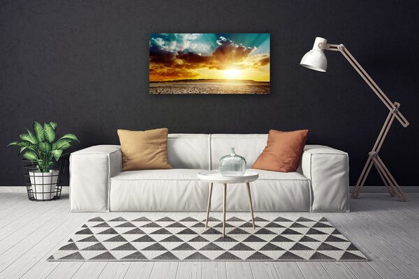 Tablou pe panza canvas Sun Nori Desert Peisaj Albastru Gri Galben Portocaliu