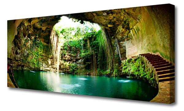Tablou pe panza canvas Cascada Peisaj Verde Albastru Maro