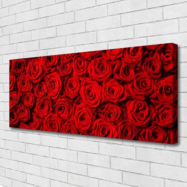 Tablou pe panza canvas Trandafiri Floral Roșu Verde Alb