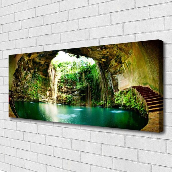 Tablou pe panza canvas Cascada Peisaj Verde Albastru Maro