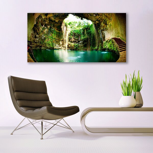 Tablou pe panza canvas Cascada Peisaj Verde Albastru Maro