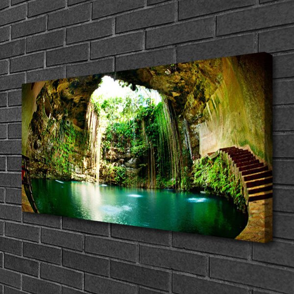 Tablou pe panza canvas Cascada Peisaj Verde Albastru Maro