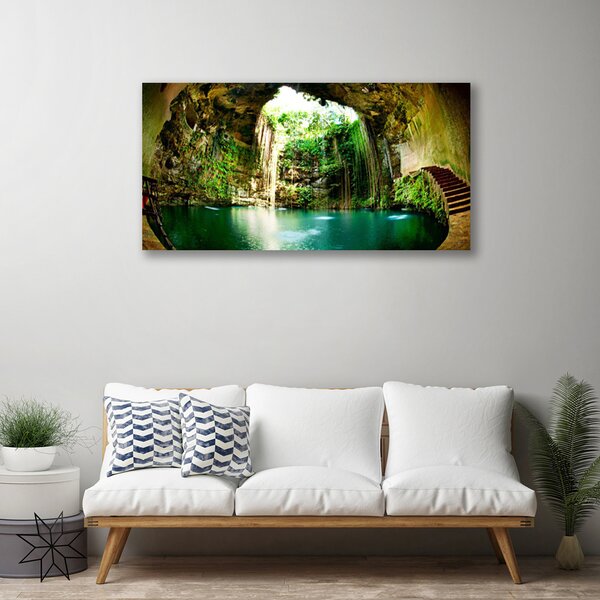 Tablou pe panza canvas Cascada Peisaj Verde Albastru Maro