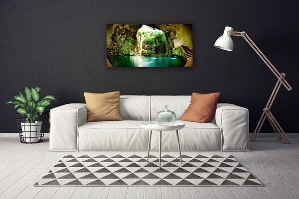 Tablou pe panza canvas Cascada Peisaj Verde Albastru Maro