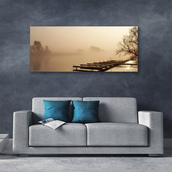 Tablou pe panza canvas Water Bridge Mist Peisaj sepia