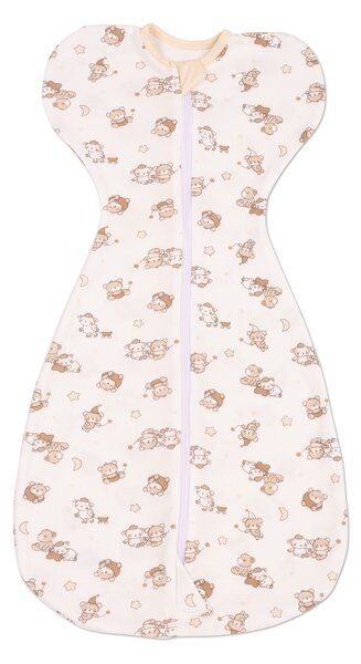 Sistem de infasat bebe Kidizi Swaddel Confort Orso 0-4 luni – anti reflex Moro, 100% bumbac, fermoar dublu, 0.5 TOG