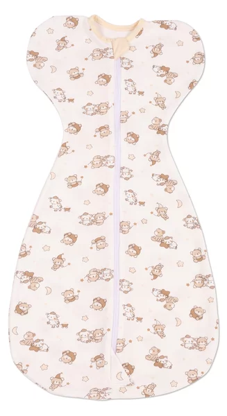 Sistem de infasat bebe Kidizi Swaddel Confort Orso 0-4 luni – anti reflex Moro, 100% bumbac, fermoar dublu, 0.5 TOG