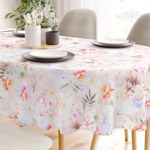 Goldea față de masă 100% bumbac deluxe - flori sălbatice - ovală 140 x 200 cm