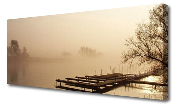 Tablou pe panza canvas Water Bridge Mist Peisaj sepia