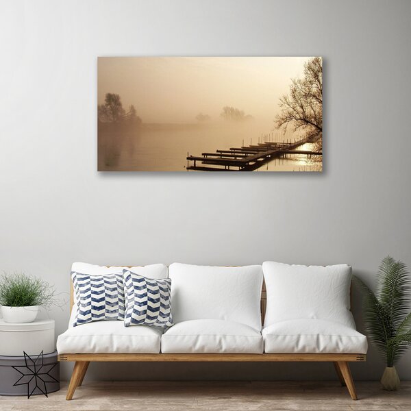 Tablou pe panza canvas Water Bridge Mist Peisaj sepia