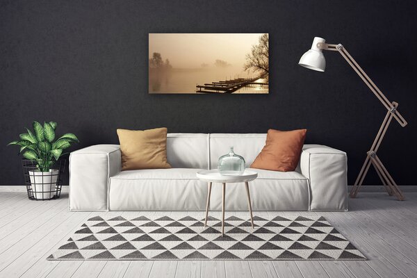 Tablou pe panza canvas Water Bridge Mist Peisaj sepia
