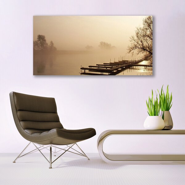Tablou pe panza canvas Water Bridge Mist Peisaj sepia