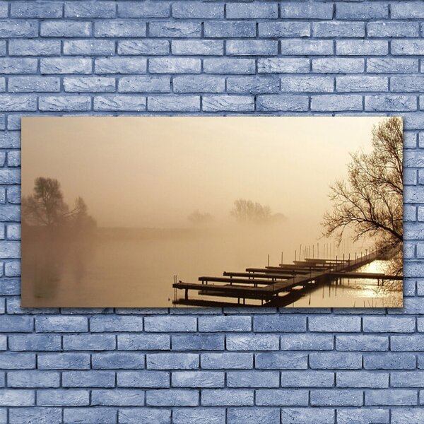 Tablou pe panza canvas Water Bridge Mist Peisaj sepia
