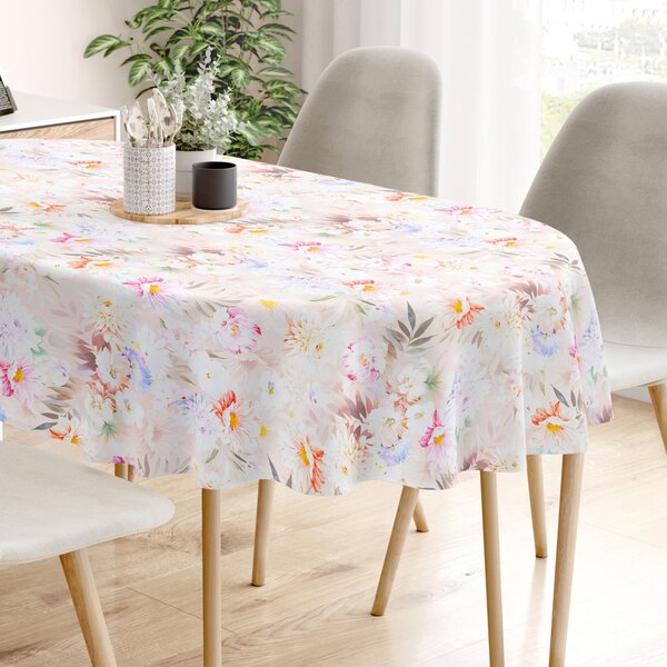 Goldea față de masă 100% bumbac deluxe - flori sălbatice - ovală 140 x 200 cm