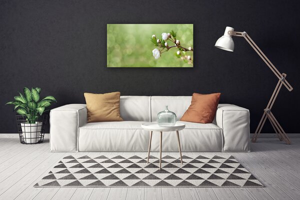 Tablou pe panza canvas Flori Floral Verde Alb
