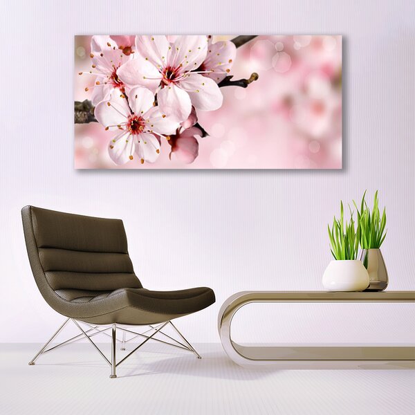 Tablou pe sticla Flori roz Floral