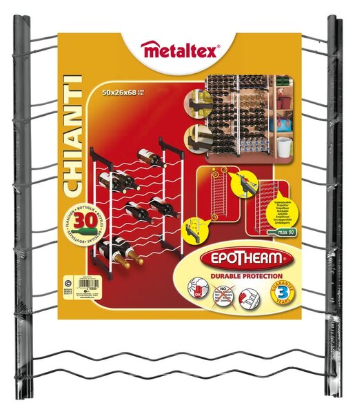 Suport de vin din metal gri pentru 30 de sticle Chianti - Metaltex
