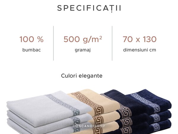 Prosop de corp GREEK negru 70 x 130 cm, 100% bumbac