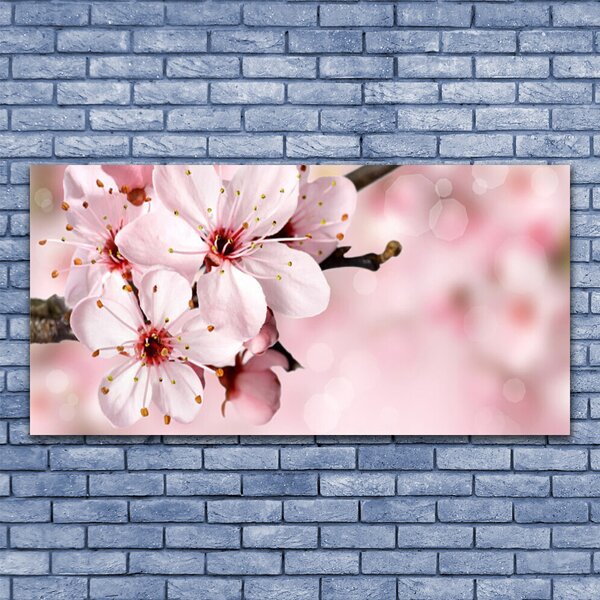 Tablou pe sticla Flori roz Floral