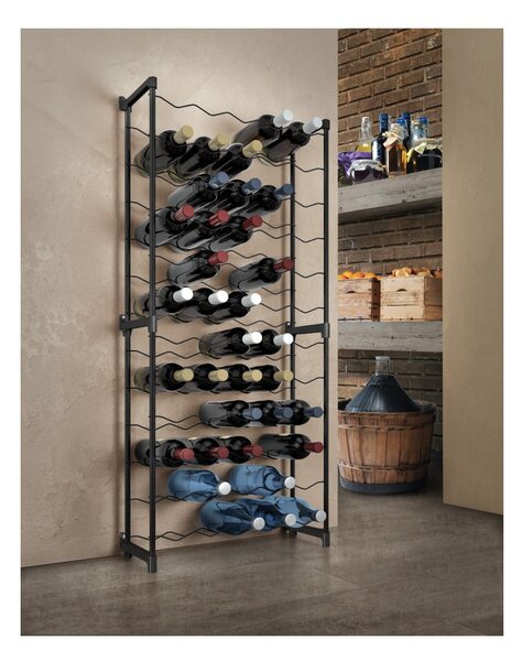 Suport de vin din metal gri pentru 30 de sticle Chianti - Metaltex