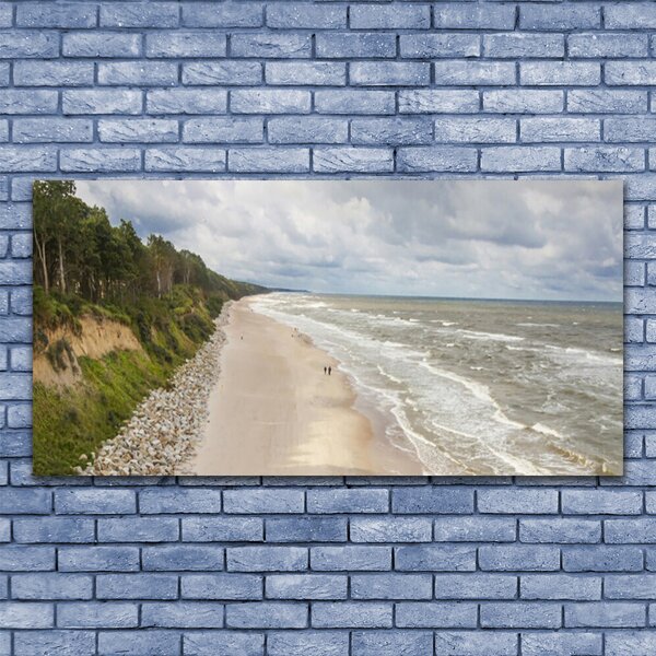Tablou pe panza canvas Sea Beach copac Natura Gri Verde Alb