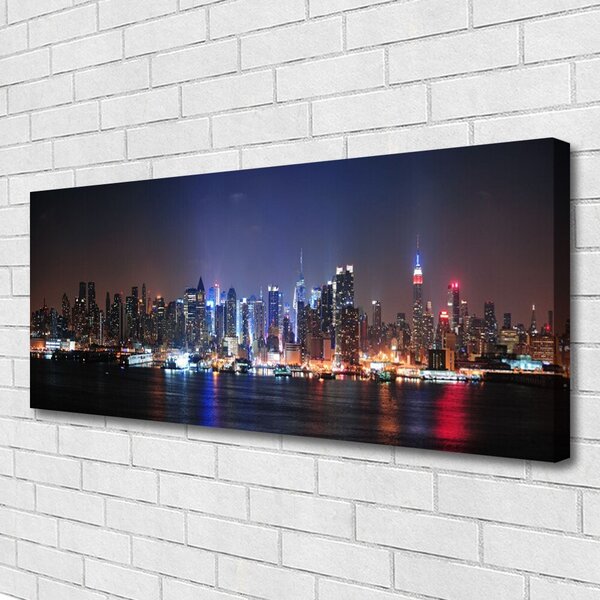 Tablou pe panza canvas Water City Case Negru Roz Albastru