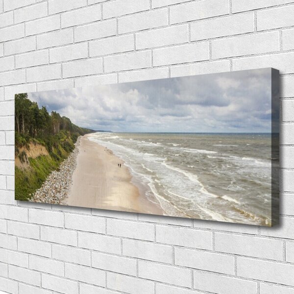 Tablou pe panza canvas Sea Beach copac Natura Gri Verde Alb