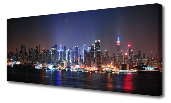 Tablou pe panza canvas Water City Case Negru Roz Albastru