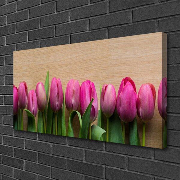 Tablou pe panza canvas Flori Floral Roz Verde Maro