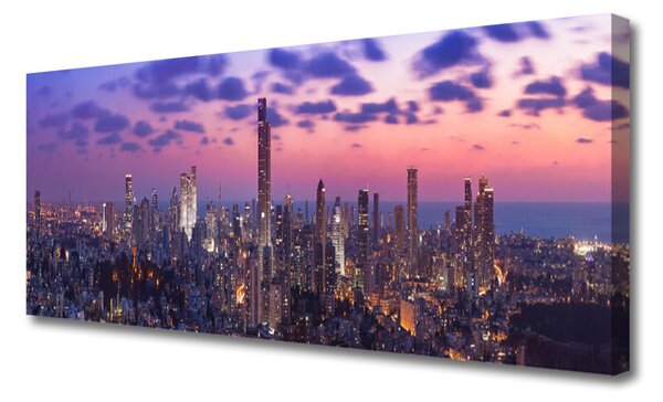 Tablou pe panza canvas Oraș Case violet roz