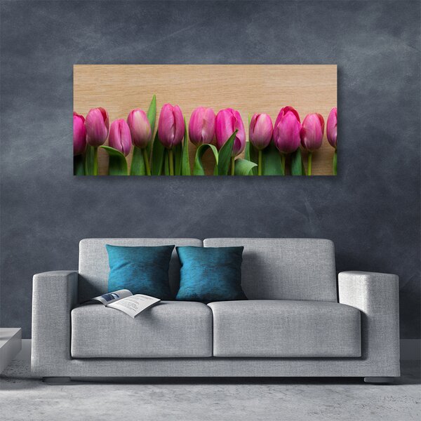 Tablou pe panza canvas Flori Floral Roz Verde Maro