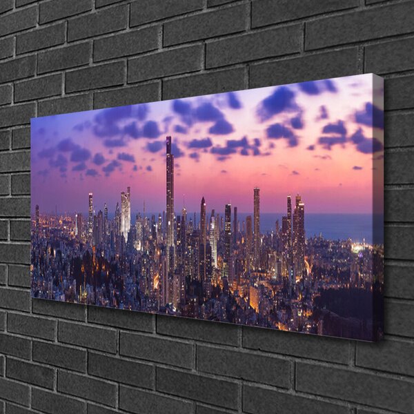 Tablou pe panza canvas Oraș Case violet roz