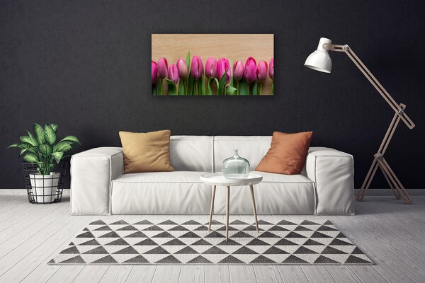 Tablou pe panza canvas Flori Floral Roz Verde Maro