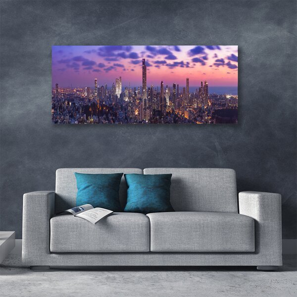 Tablou pe panza canvas Oraș Case violet roz