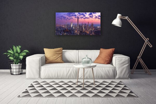 Tablou pe panza canvas Oraș Case violet roz