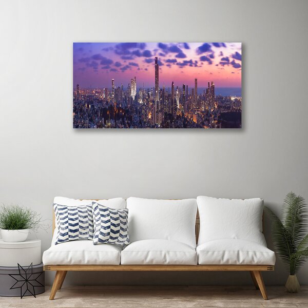 Tablou pe panza canvas Oraș Case violet roz