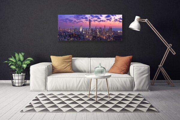 Tablou pe panza canvas Oraș Case violet roz