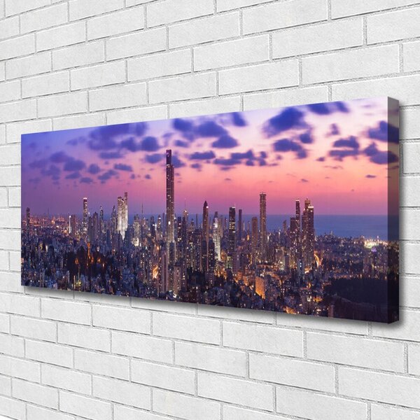 Tablou pe panza canvas Oraș Case violet roz