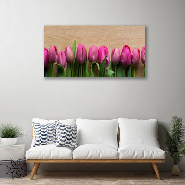 Tablou pe panza canvas Flori Floral Roz Verde Maro