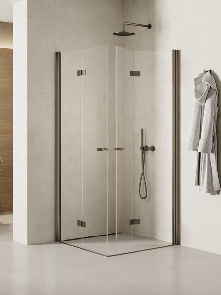 New Trendy New Soleo Gunmetal Brushed cabină de duș 90x90 cm pătrat grafit periat/sticlă transparentă K-2251