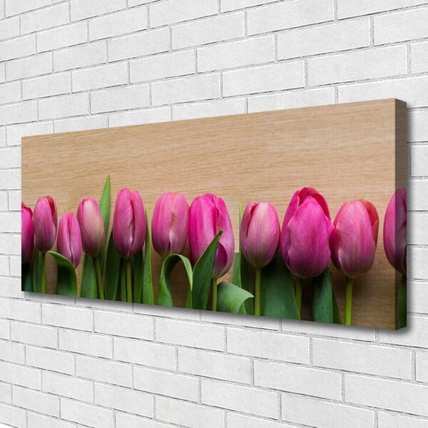 Tablou pe panza canvas Flori Floral Roz Verde Maro