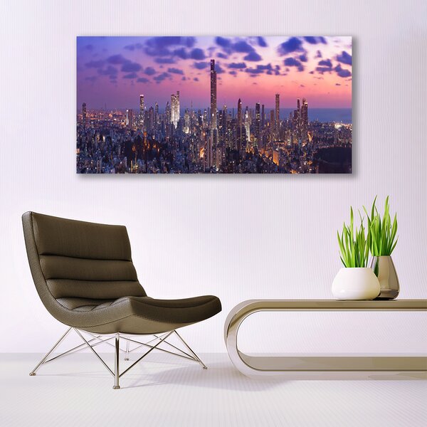 Tablou pe panza canvas Oraș Case violet roz