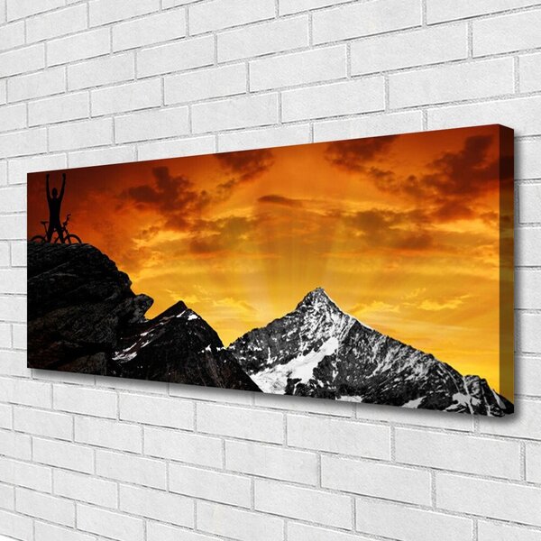 Tablou pe panza canvas Munții Peisaj Orange Gri Negru