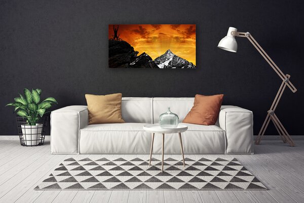 Tablou pe panza canvas Munții Peisaj Orange Gri Negru