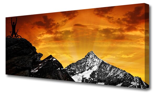 Tablou pe panza canvas Munții Peisaj Orange Gri Negru