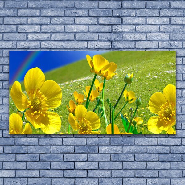 Tablou pe panza canvas Meadow Flori Rainbow Natura Galben Albastru Verde